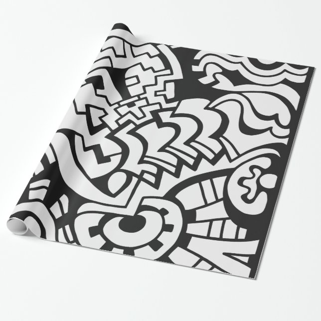Papier Cadeau Art noir et blanc de rue de graffiti (Déroulé)