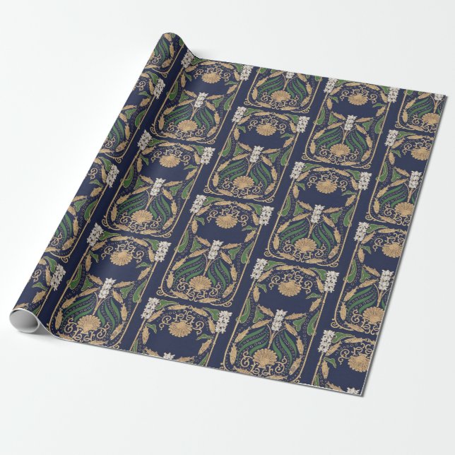 Papier Cadeau Art Nouveau Ancien Livre Couverture Coques de mer (Déroulé)