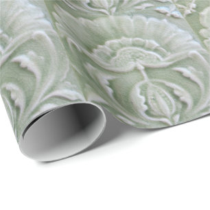 Papier Cadeau Art nouveau jugendstil tuile de fleurs gris vert