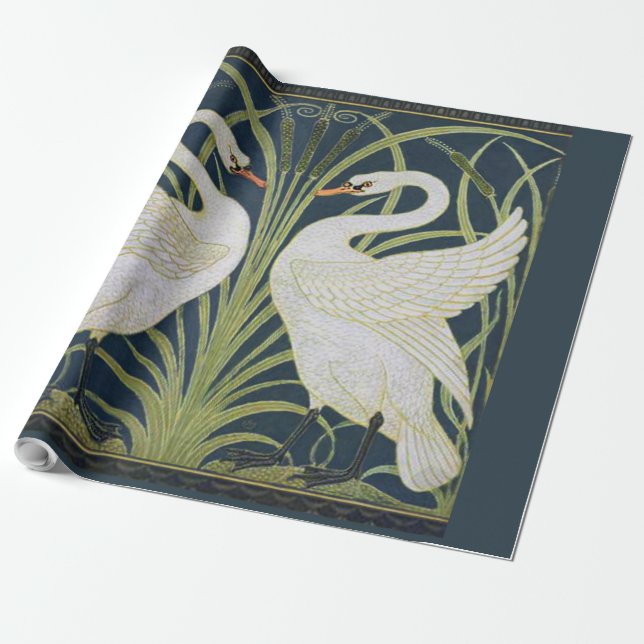 Papier Cadeau Art Nouveau Swan Deux Swans (Déroulé)