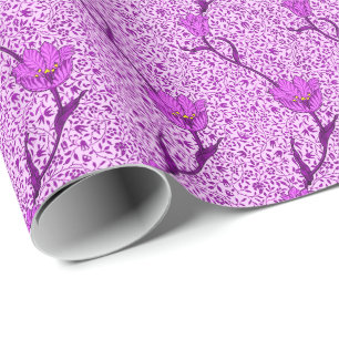 Papier Cadeau Art Nouveau Tulip Damask, Violet et Orchidée