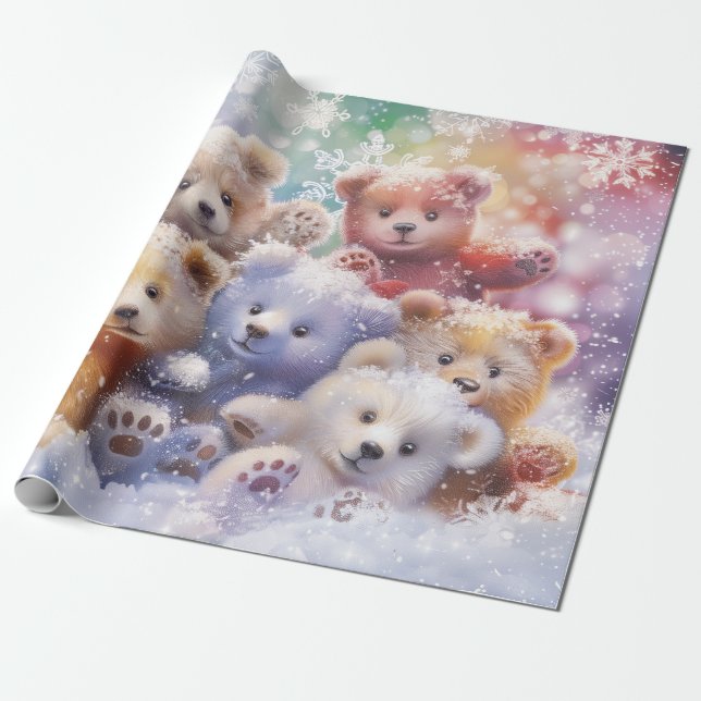 Papier Cadeau Art numérique de bébé ours (Déroulé)