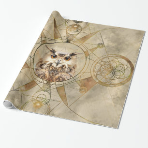 Papier Cadeau Art numérique sacré de la géométrie de hibou
