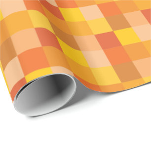 Papier Cadeau Art orange et jaune de pixel du motif   de