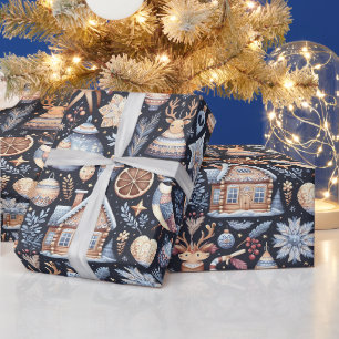 Papier Cadeau Art populaire de Noël scandinave