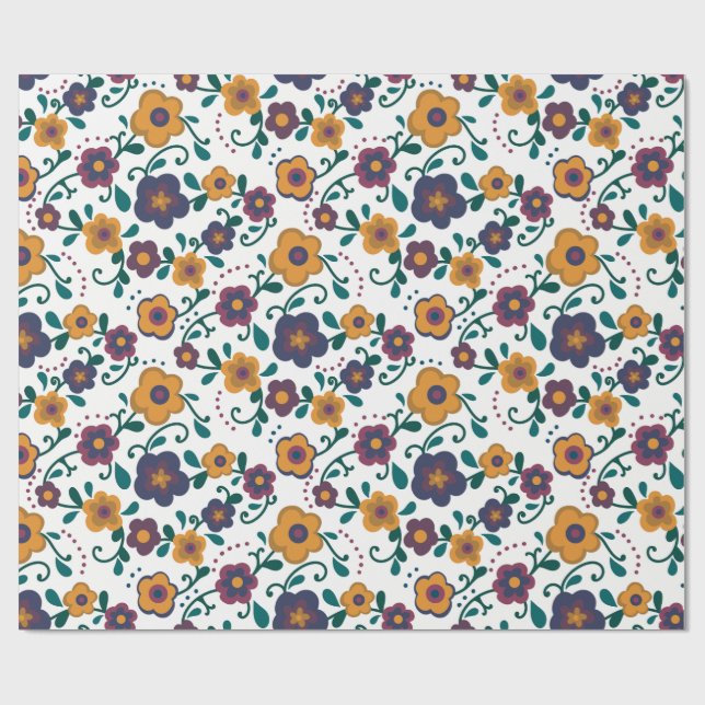 Papier Cadeau Art populaire des années 70 Ditzy Retro Daisy dans (Plat)