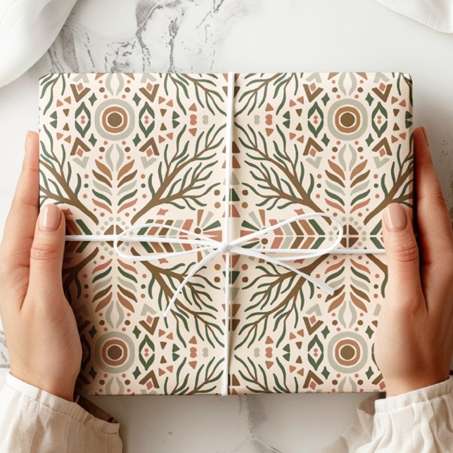 Papier Cadeau Art populaire géométrique Boho (Créateur téléchargé)