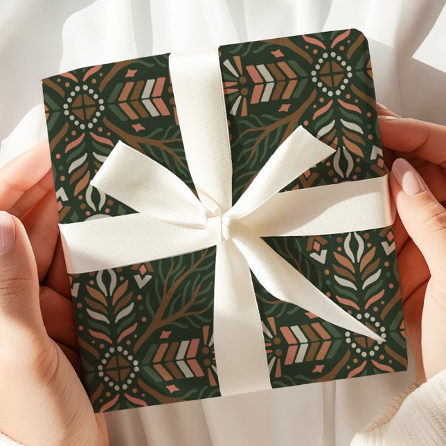Papier Cadeau Art populaire géométrique Boho (Créateur téléchargé)