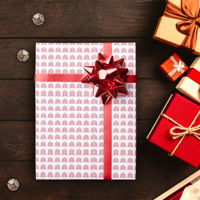 Papier Cadeau Art populaire scandinave rouge Arbre de Noël nordi (Créateur téléchargé)