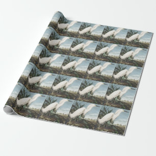 Papier Cadeau Art vintage d'Audubon représentant un héron neigeu
