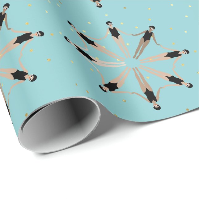 Papier Cadeau Artiste moderne nageurs synchronisés (Coin rond)