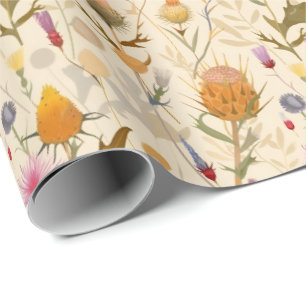 Papier Cadeau Arts et artisanat fleur sauvage et chardon écossai