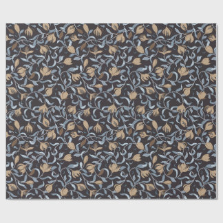 Papier Cadeau Arts floraux d'or et artisanat