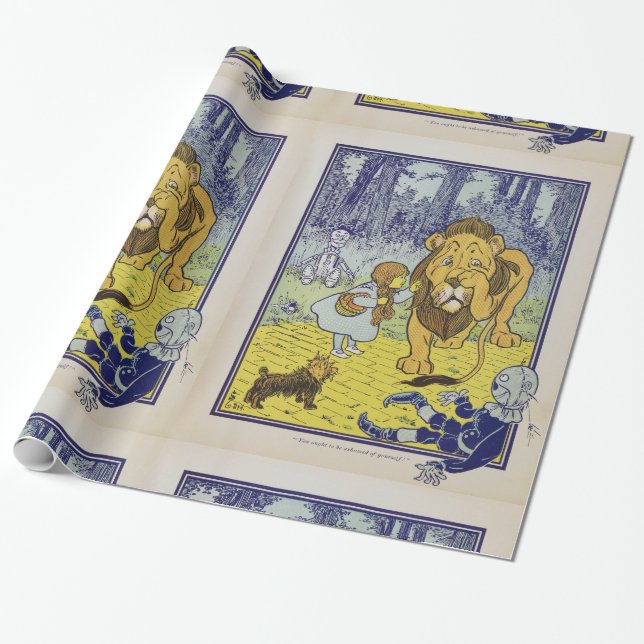 Papier Cadeau Assistant Lion Cowardly de Oz Page de livre (Déroulé)
