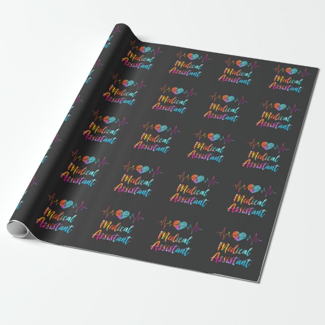 Papier Cadeau Assistant Médicale Heartbeat Nursing Hospital Coeu (Déroulé)