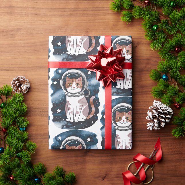 Papier Cadeau Astronaut à chat spatial mignon (Cadeau de vacances)