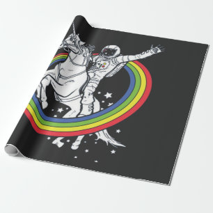 Papier Cadeau Astronaut équitation Unicorn