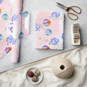 Papier Cadeau Astronaut fille Espace extra-atmosphérique Anniver