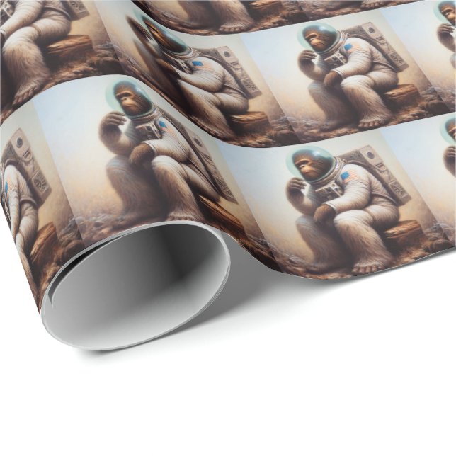 Papier Cadeau Astronaute de Bigfoot (Coin rond)