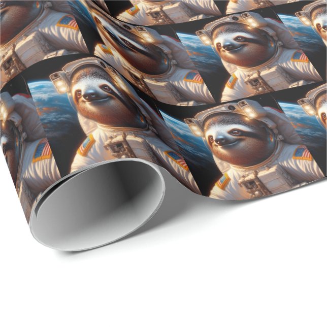 Papier Cadeau Astronaute de Sloth (Coin rond)