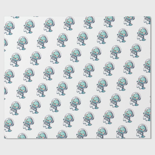 Papier Cadeau Astronaute du Dinosaure de bébé (Plat)