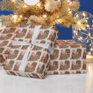 Papier Cadeau Atelier de jouets du Père Noël 
