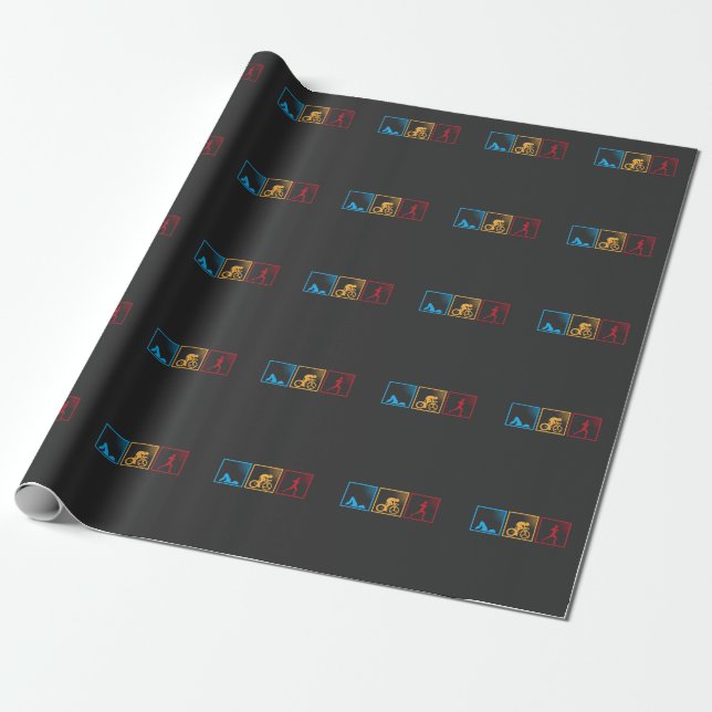 Papier Cadeau Athlète de course à vélo de Triathlon rétro (Déroulé)