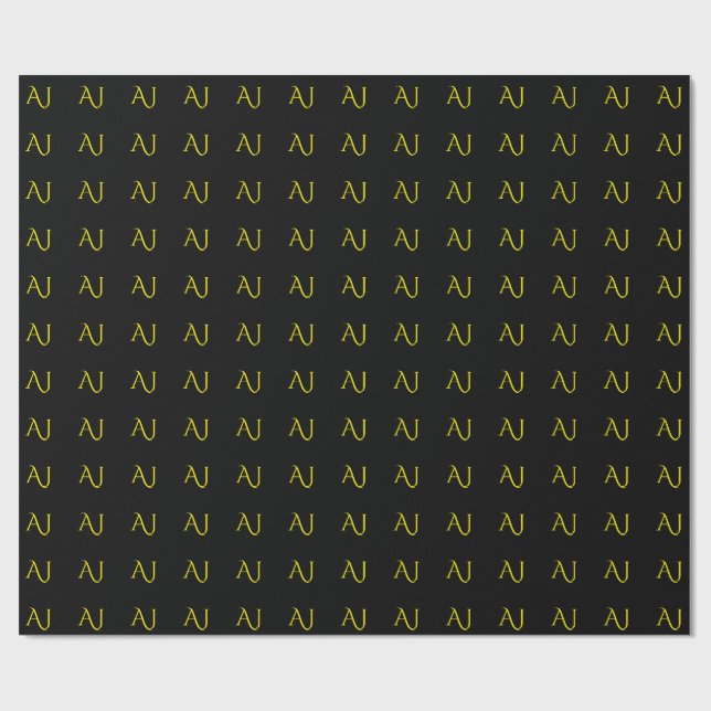 Papier Cadeau Attractive Monogram Yellow Black Modern Minimalist (Plat)