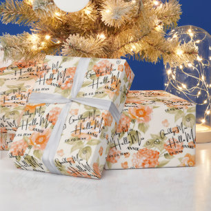 Papier Cadeau Au revoir Mlle Bonjour Mme Floral Cute
