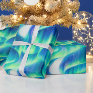 Papier Cadeau Aurore Boréale Motif Abstrait