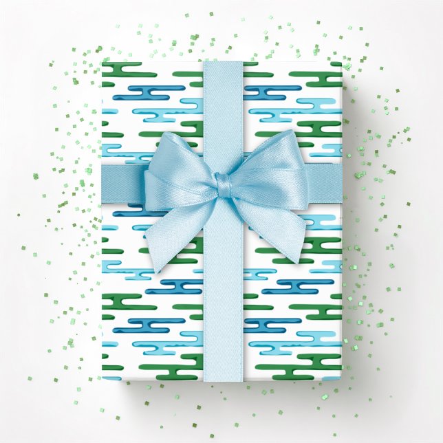 Papier Cadeau Auspicious Cloud Bands in Green and Aqua (Créateur téléchargé)