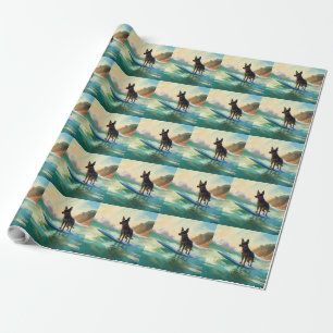 Papier Cadeau Australian Kelpie Beach Surf Paining