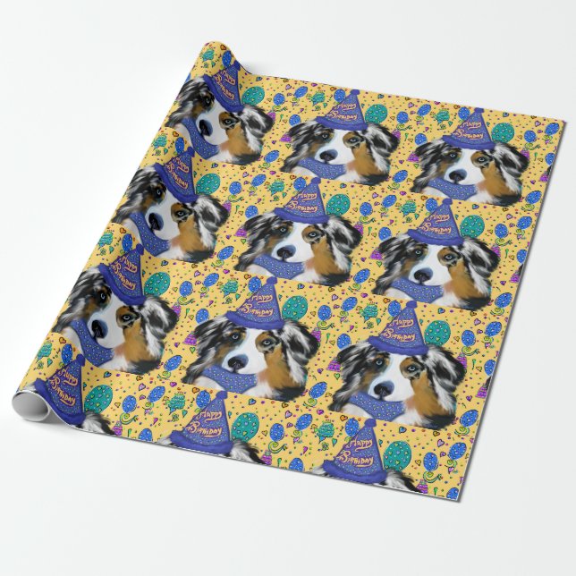 PAPIER CADEAU AUSTRALIAN SHEPHERD (Déroulé)
