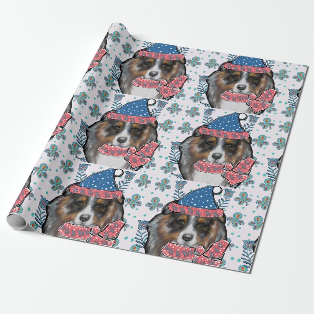 PAPIER CADEAU AUSTRALIAN SHEPHERD (Déroulé)