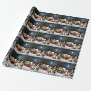 Papier Cadeau Australian Shepherd Caravan Christmas Adventure