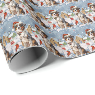 Papier Cadeau Australian Shepherd Winter Wonderland Noël