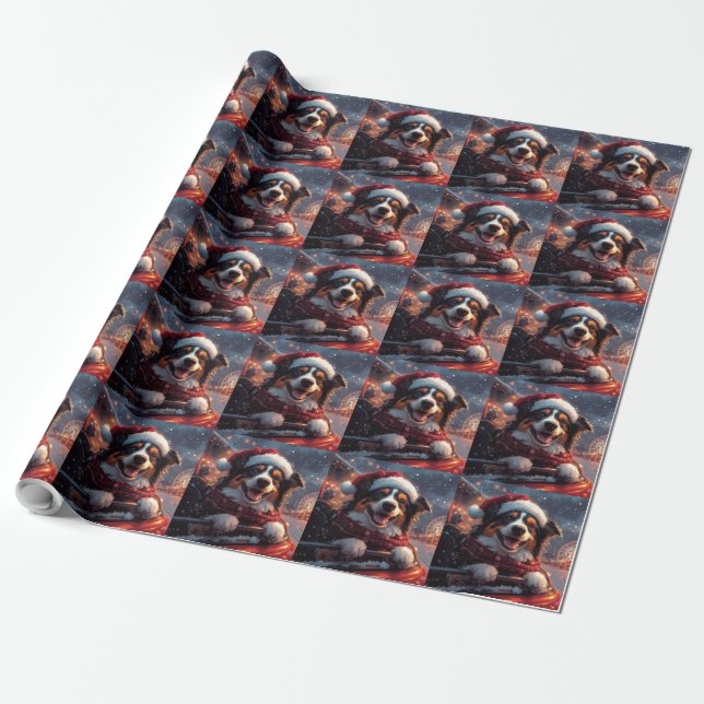 Papier Cadeau Australie Kelpie Dog Roller Dessous de verre Noël (Déroulé)