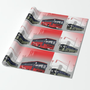 Papier Cadeau Autobus urbains Red Green Coaches sur Urban Street