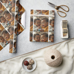 Papier Cadeau Autocollant photo et texte personnalisé
