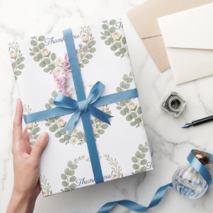 Papier Cadeau Autocollant thank you floral