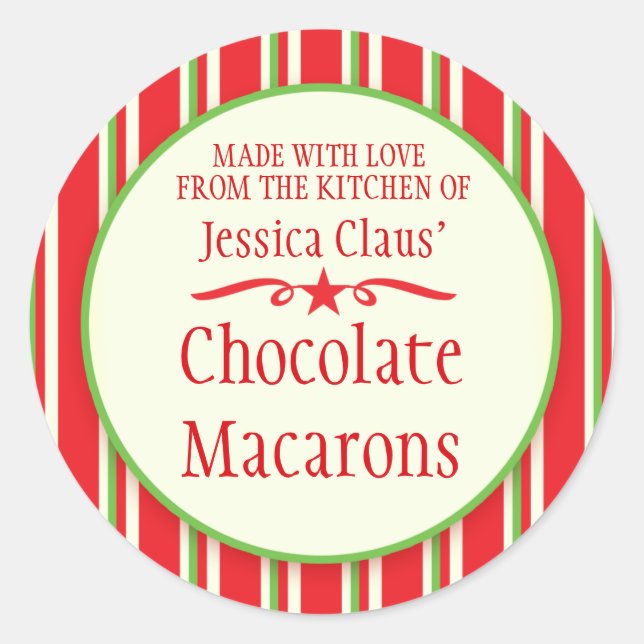 Papier-cadeau autocollants à biscuits rouges verts (Devant)