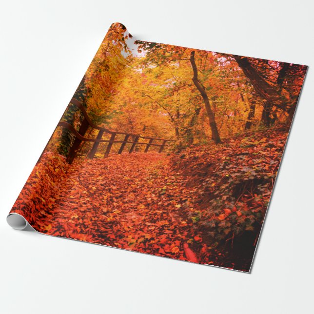 Papier Cadeau Automne Automne Moderne Enveloppement Cadeau Feuil (Déroulé)