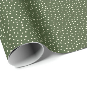 Papier Cadeau Automne Couleurs d'automne Polka Dot Green