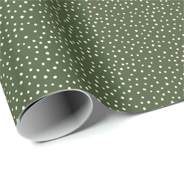 Papier Cadeau Automne Couleurs d'automne Polka Dot Green (Coin rond)