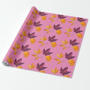 Papier Cadeau Automne Feuilles de couleur automne