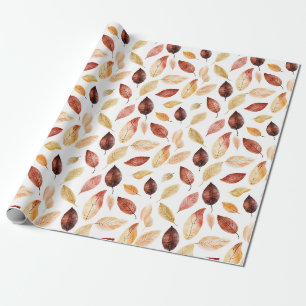 Papier Cadeau Automne Feuilles Terracotta Brown Boho Motif