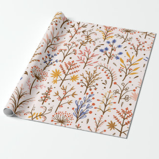 Papier Cadeau Automne Floral Motif sans couture. Doodle Plante,