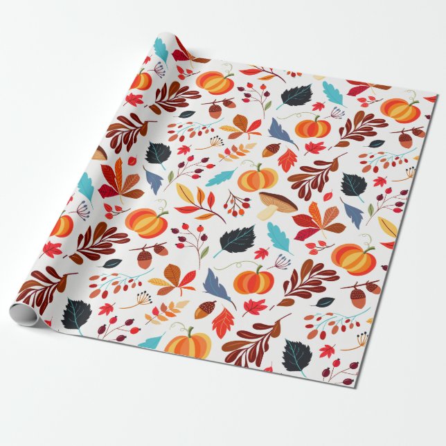 Papier Cadeau Automne Foliage Citrouille vacances thème (Déroulé)