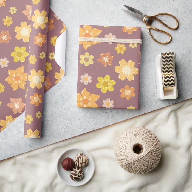 Papier Cadeau Automne Golden Florals sans la mer Automne Anniver (Artisanat)