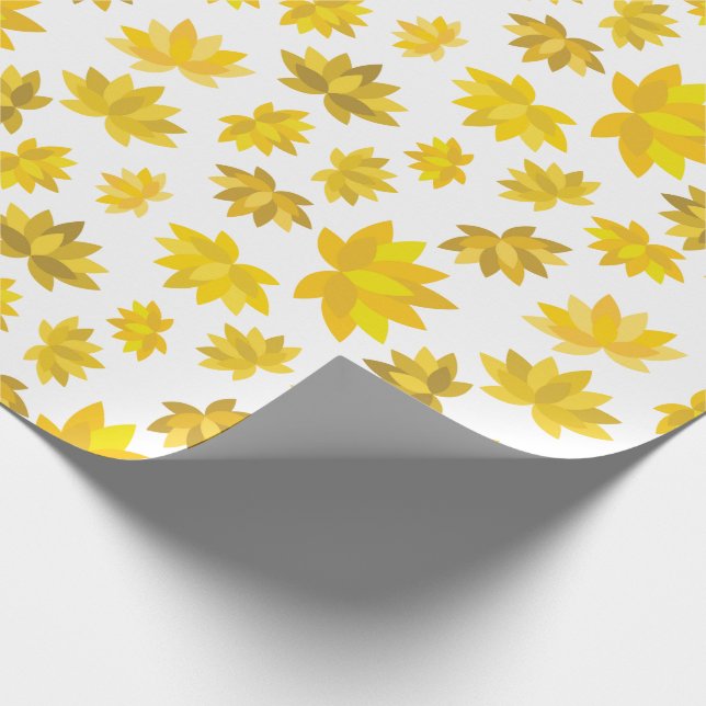 Papier Cadeau Automne Golden Flowers Design automne blanc sans c (Coin)
